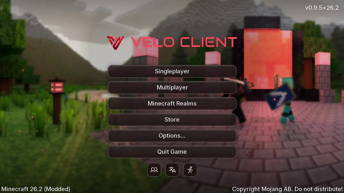Velo Dark theme title screen