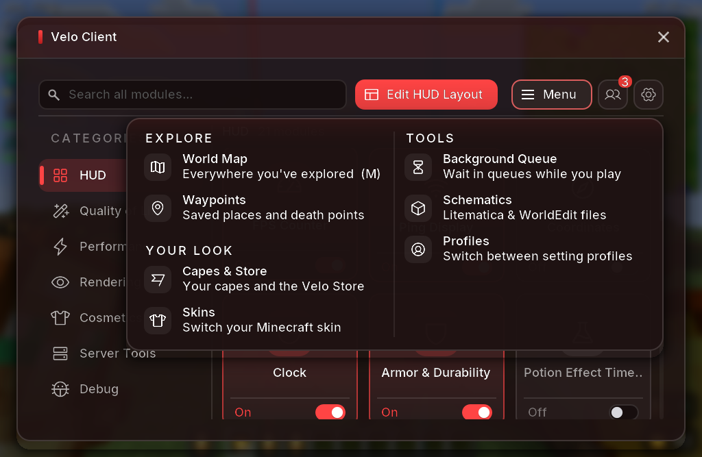 The new R-Shift menu