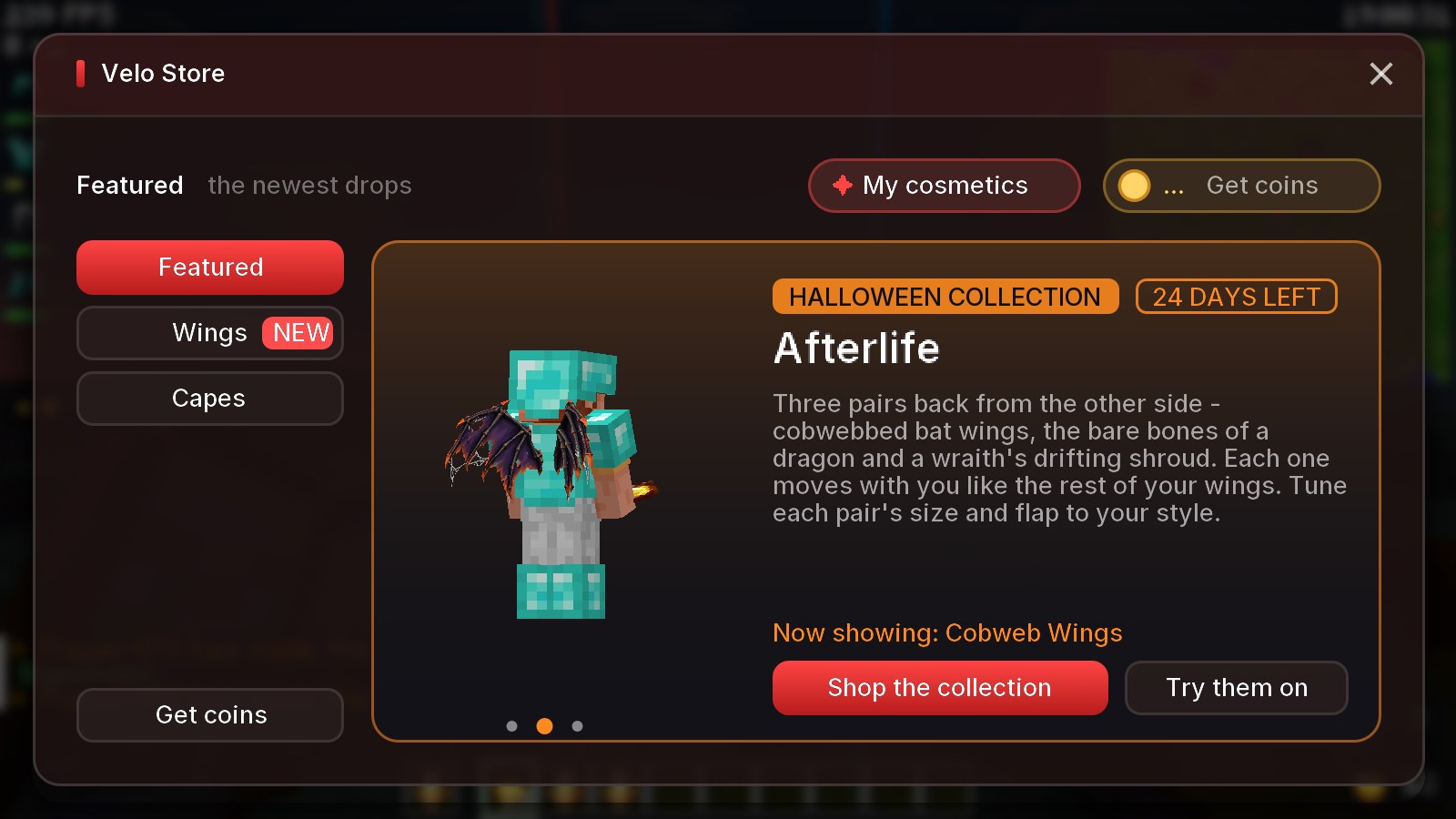 Afterlife in the in-game Store - the banner counts down the days it has left.
