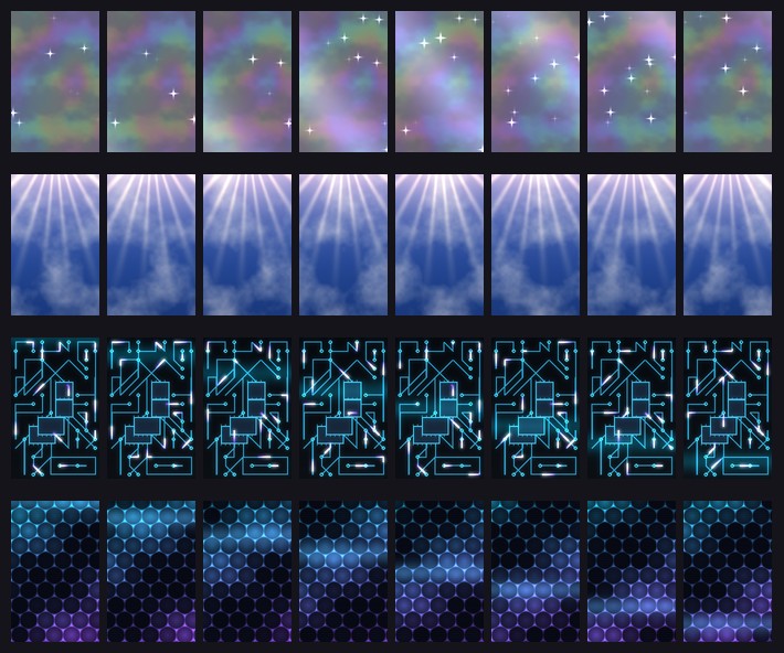 Pearl, Heaven, Circuit and Holo Grid.