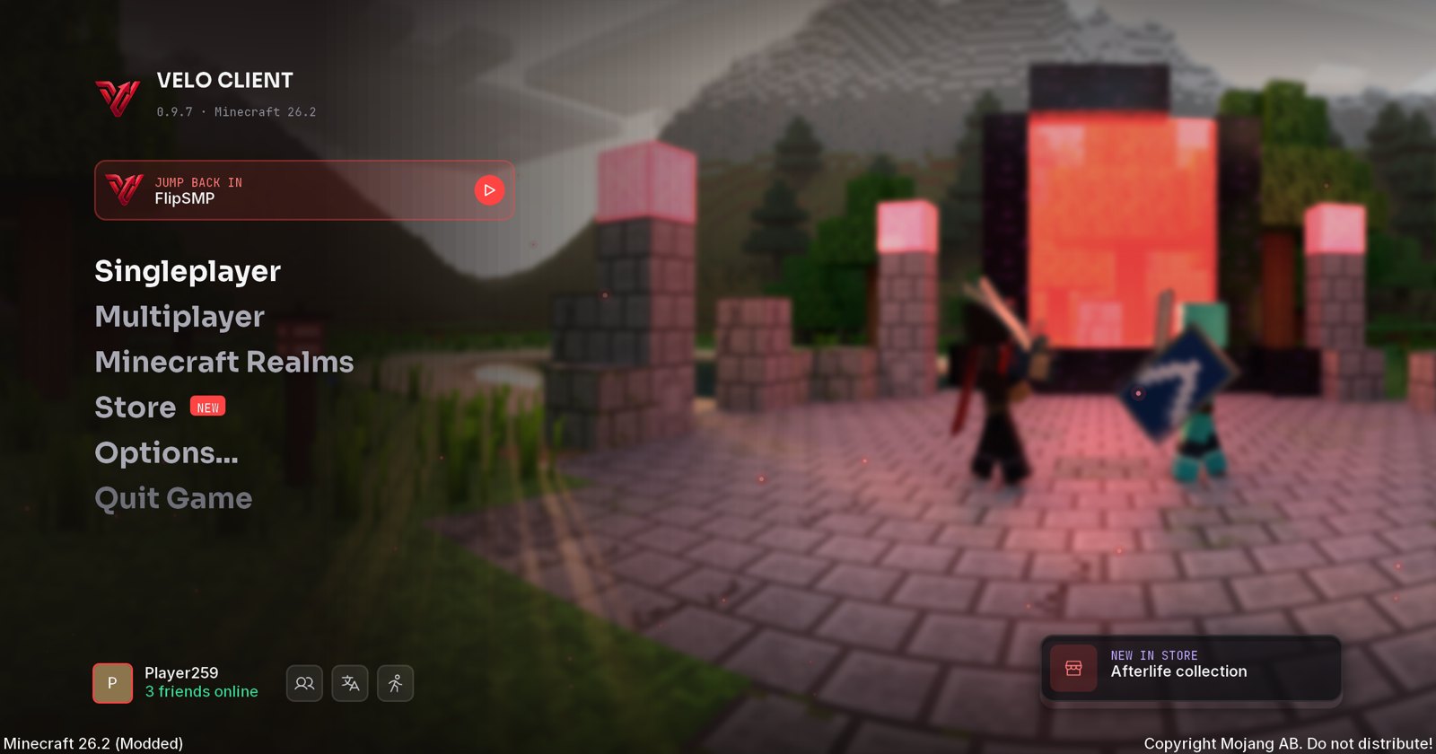 The new title screen