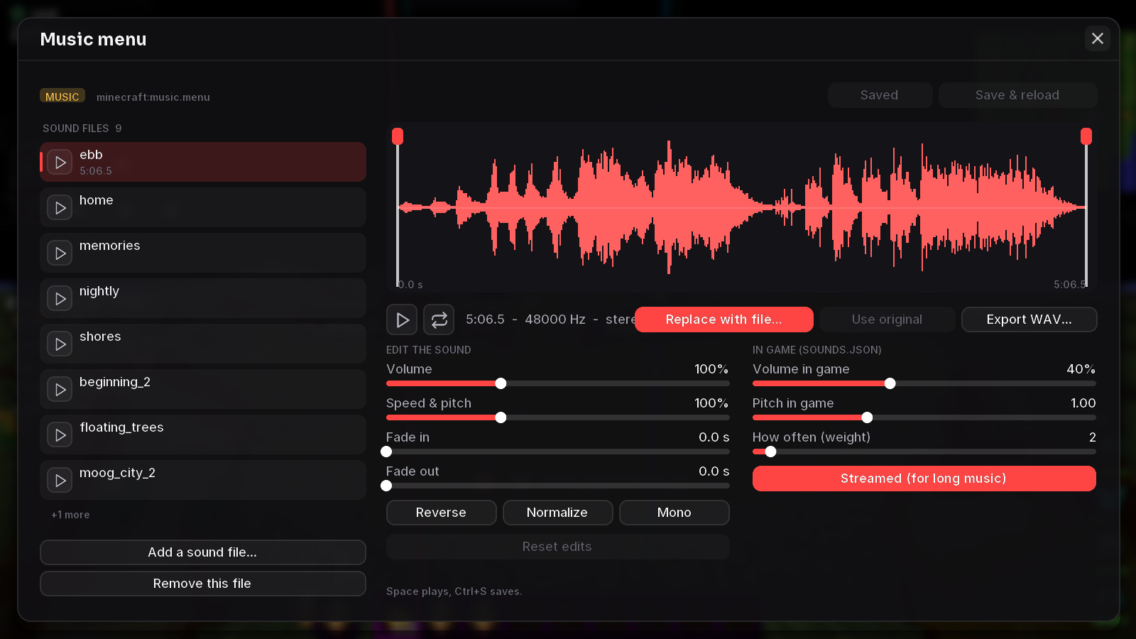 Swap the menu music for your own songs