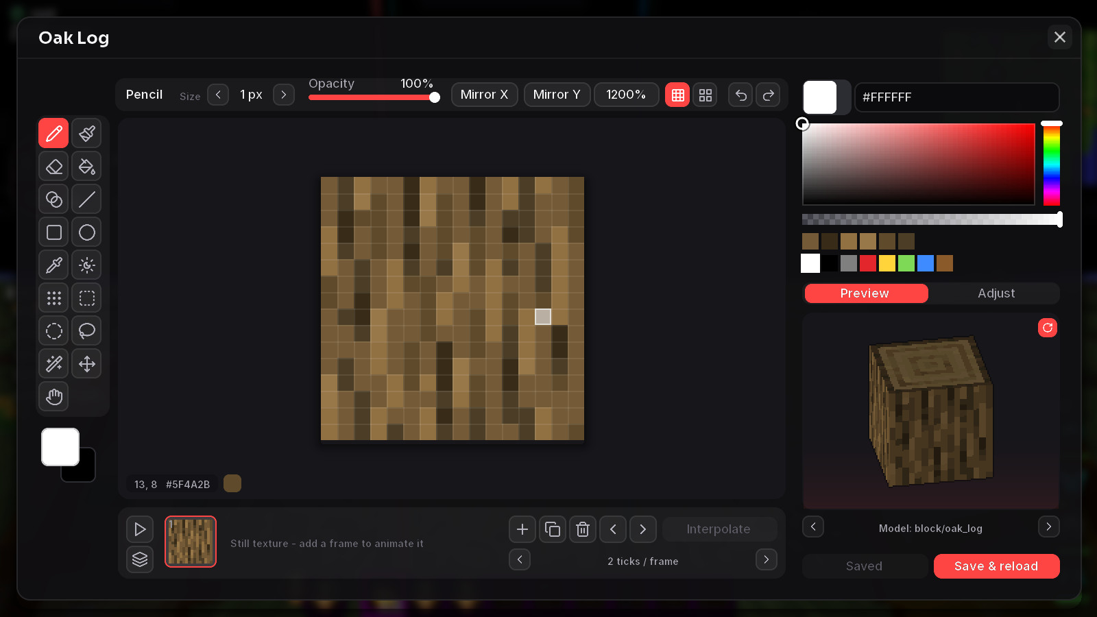 Paint on the left, see the block in 3D on the right